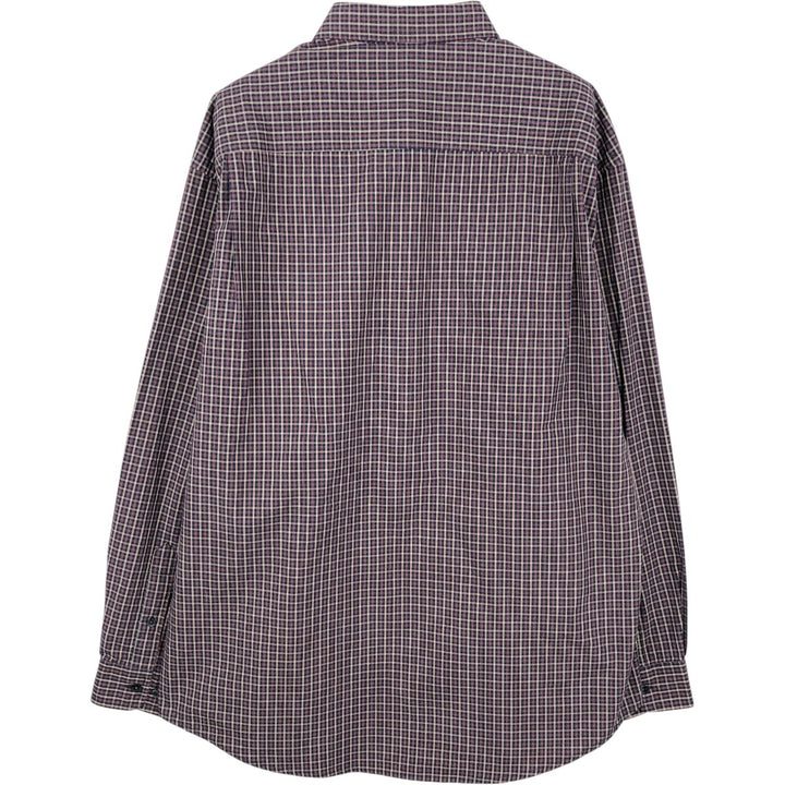 Dockers STAIN DEFENDER Long-Sleeve Button-Down Check Shirt, Men's Size L (approx.) cotton navy blue type Vintage Second Hand