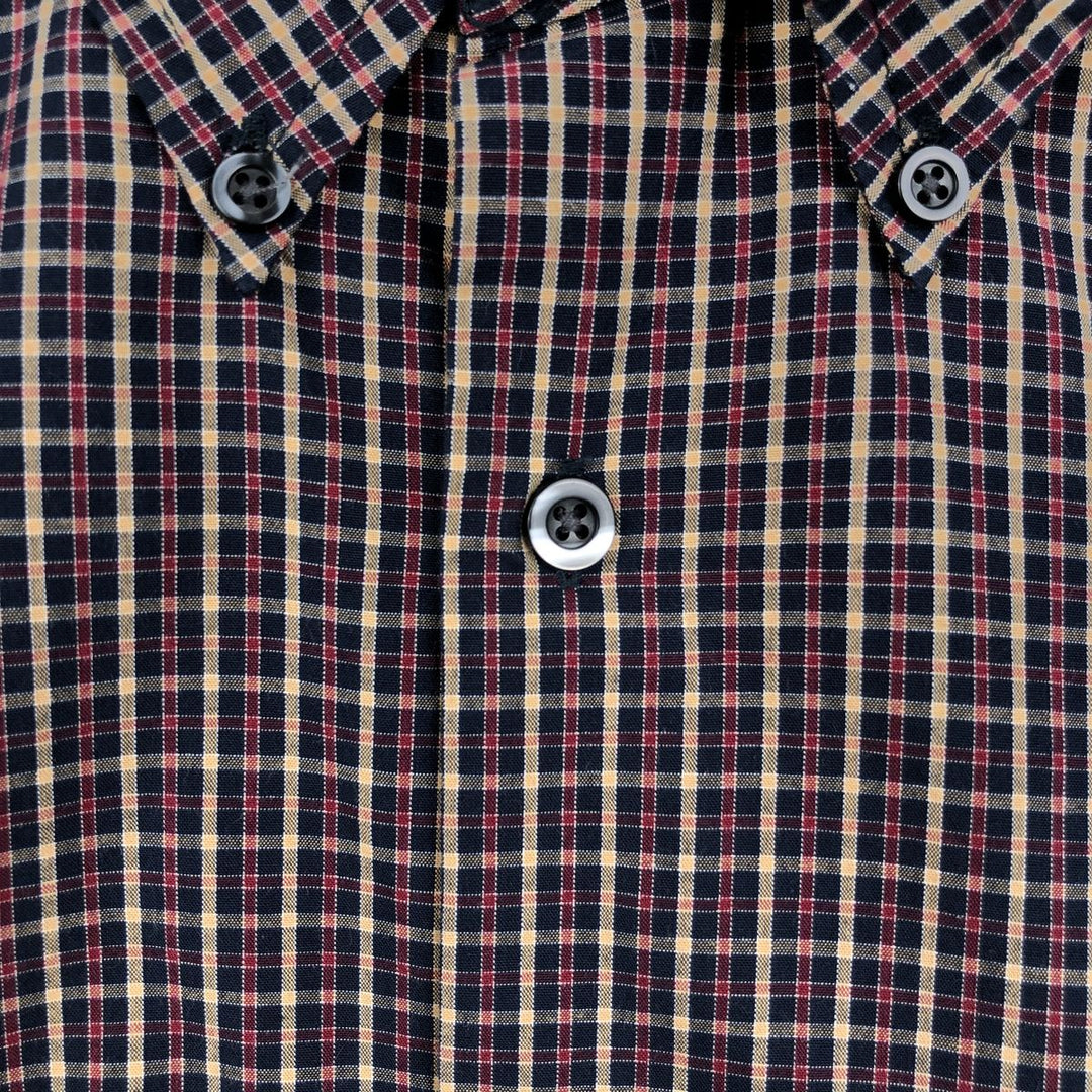 Dockers STAIN DEFENDER Long-Sleeve Button-Down Check Shirt, Men's Size L (approx.) cotton navy blue type Vintage Second Hand
