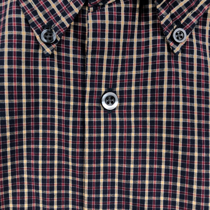 Dockers STAIN DEFENDER Long-Sleeve Button-Down Check Shirt, Men's Size L (approx.) cotton navy blue type Vintage Second Hand