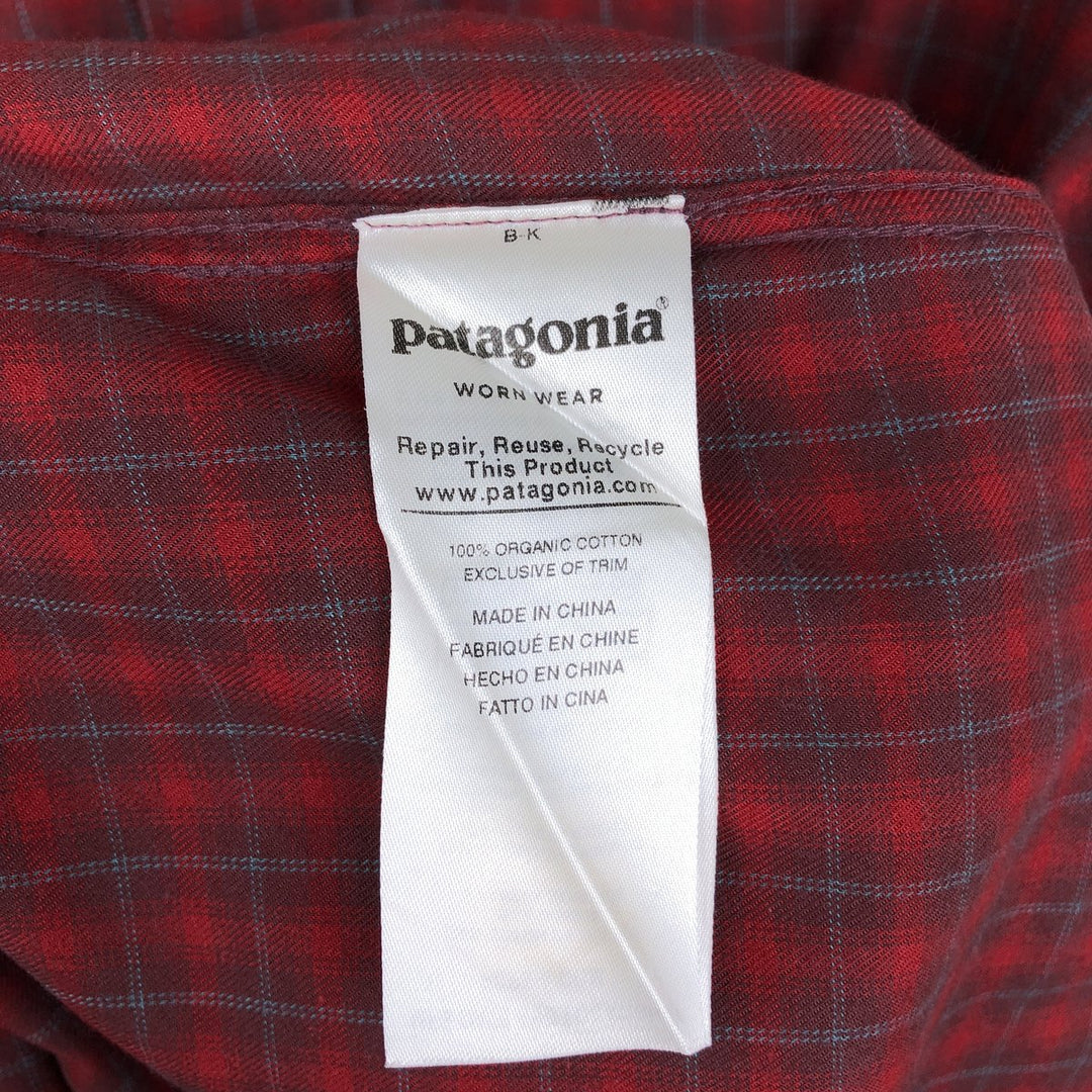 Patagonia 53873FA19 Long-Sleeve Cotton Check Shirt, Men's Size M (approx.) Organic cotton red type Vintage Second Hand