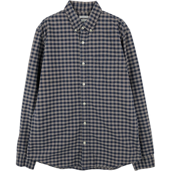 GAP STANDARD FIT Gingham Check Long Sleeve Button-Down Check Shirt, Men's Size M (approx.) cotton brown type Vintage Second Hand