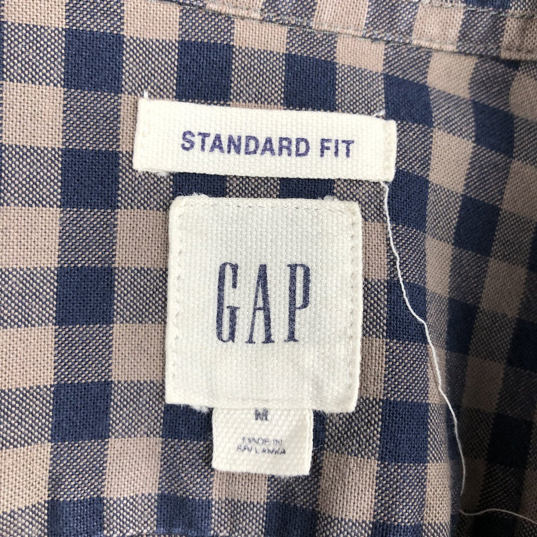 GAP STANDARD FIT Gingham Check Long Sleeve Button-Down Check Shirt, Men's Size M (approx.) cotton brown type Vintage Second Hand