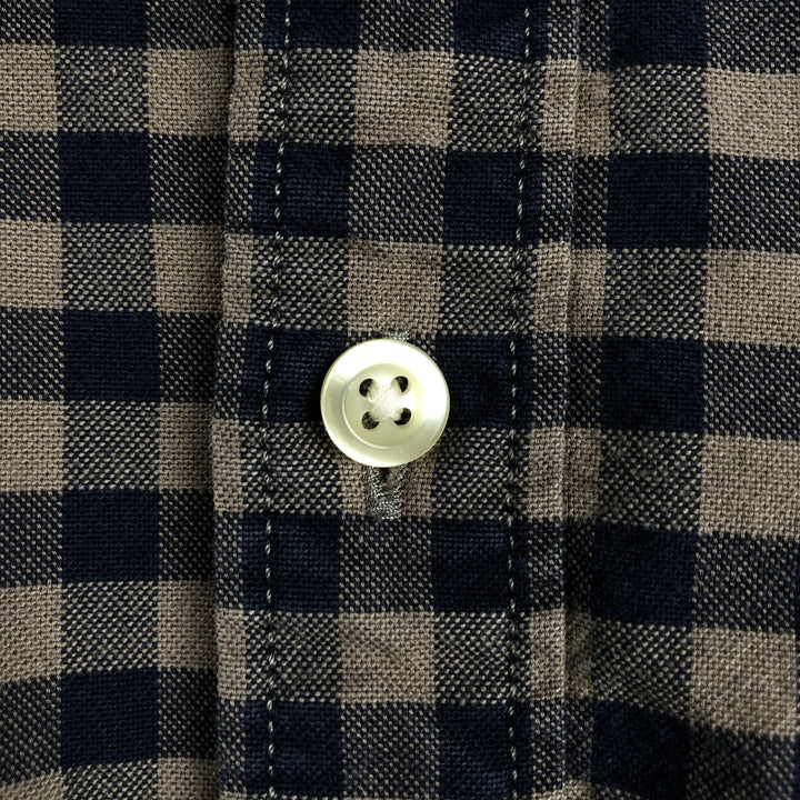 GAP STANDARD FIT Gingham Check Long Sleeve Button-Down Check Shirt, Men's Size M (approx.) cotton brown type Vintage Second Hand