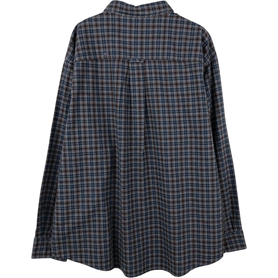 Pendleton LANDRY Long-Sleeve Button-Down Light Flannel Check Shirt, Men's Size XXL (approx.) cotton gray type Vintage Second Hand