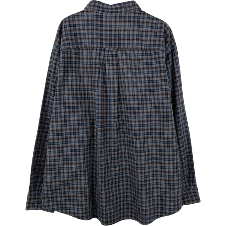 Pendleton LANDRY Long-Sleeve Button-Down Light Flannel Check Shirt, Men's Size XXL (approx.) cotton gray type Vintage Second Hand