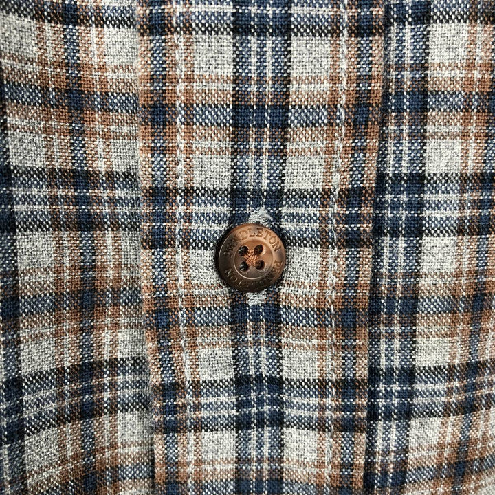 Pendleton LANDRY Long-Sleeve Button-Down Light Flannel Check Shirt, Men's Size XXL (approx.) cotton gray type Vintage Second Hand