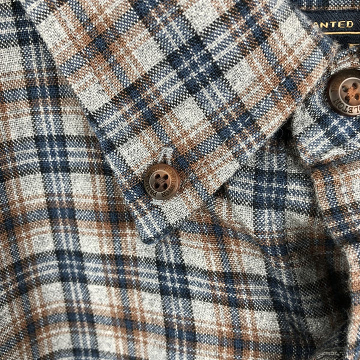 Pendleton LANDRY Long-Sleeve Button-Down Light Flannel Check Shirt, Men's Size XXL (approx.) cotton gray type Vintage Second Hand