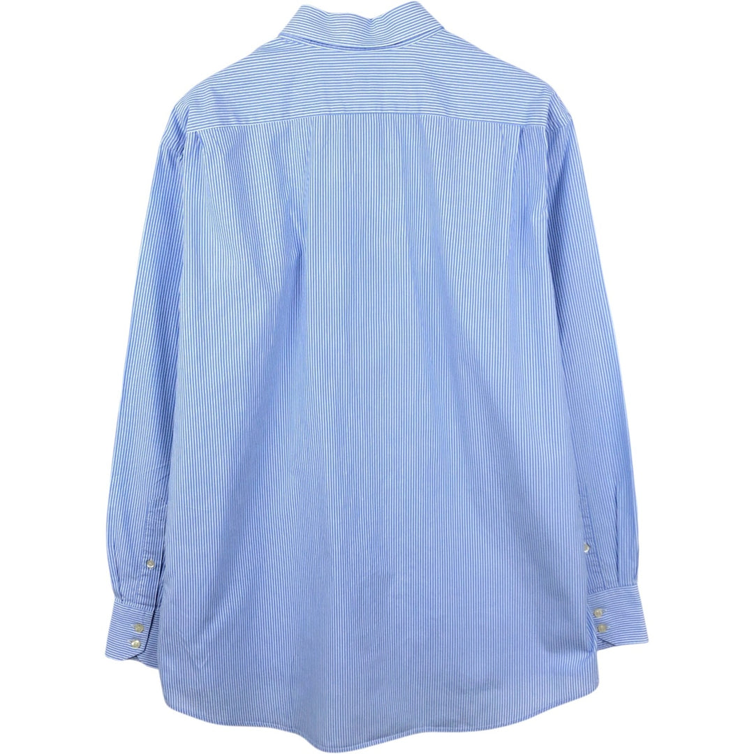 Lacoste long-sleeved button-down striped shirt, men's size L cotton blue type Vintage Second Hand