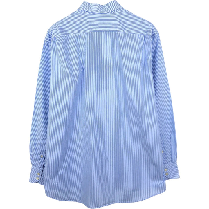 Lacoste long-sleeved button-down striped shirt, men's size L cotton blue type Vintage Second Hand