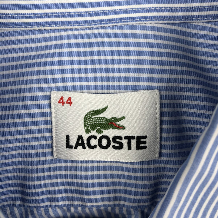 Lacoste long-sleeved button-down striped shirt, men's size L cotton blue type Vintage Second Hand