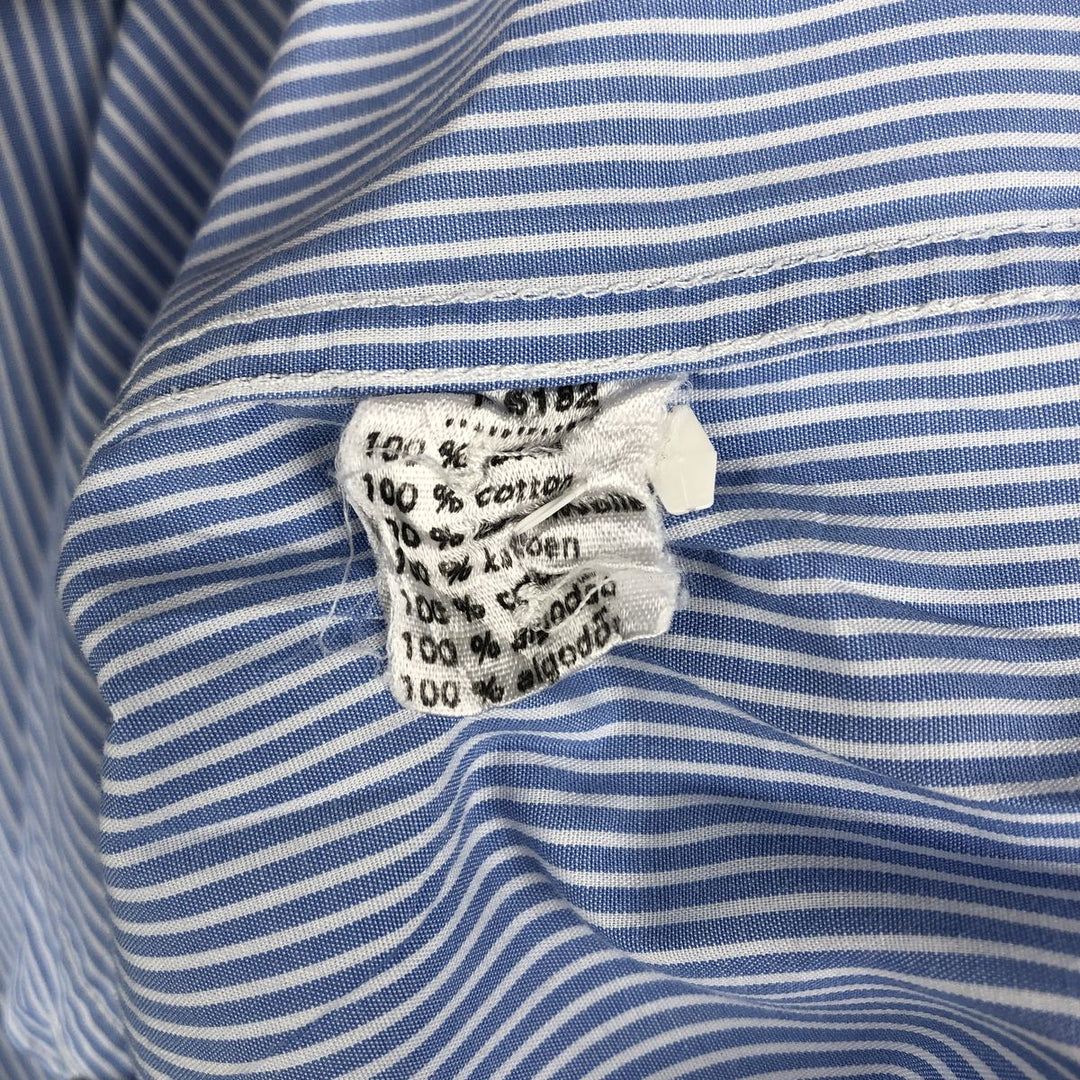 Lacoste long-sleeved button-down striped shirt, men's size L cotton blue type Vintage Second Hand