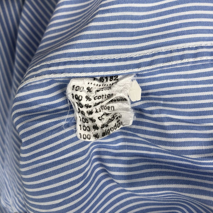 Lacoste long-sleeved button-down striped shirt, men's size L cotton blue type Vintage Second Hand