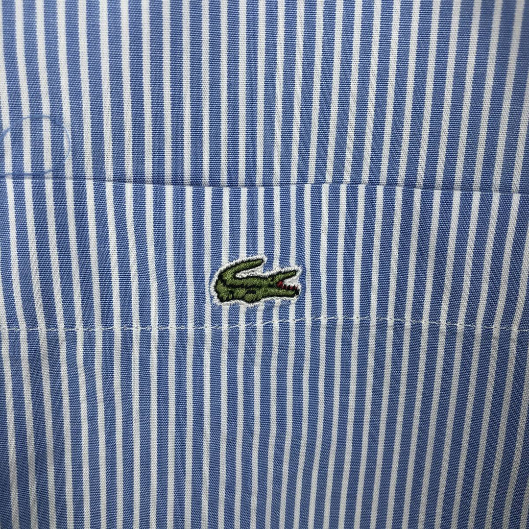 Lacoste long-sleeved button-down striped shirt, men's size L cotton blue type Vintage Second Hand