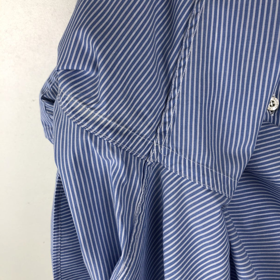 Lacoste long-sleeved button-down striped shirt, men's size L cotton blue type Vintage Second Hand