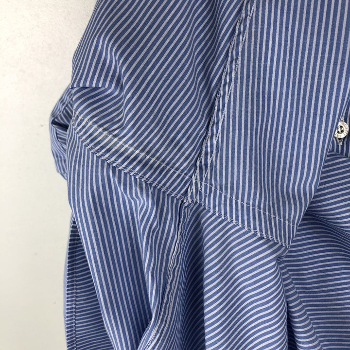 Lacoste long-sleeved button-down striped shirt, men's size L cotton blue type Vintage Second Hand