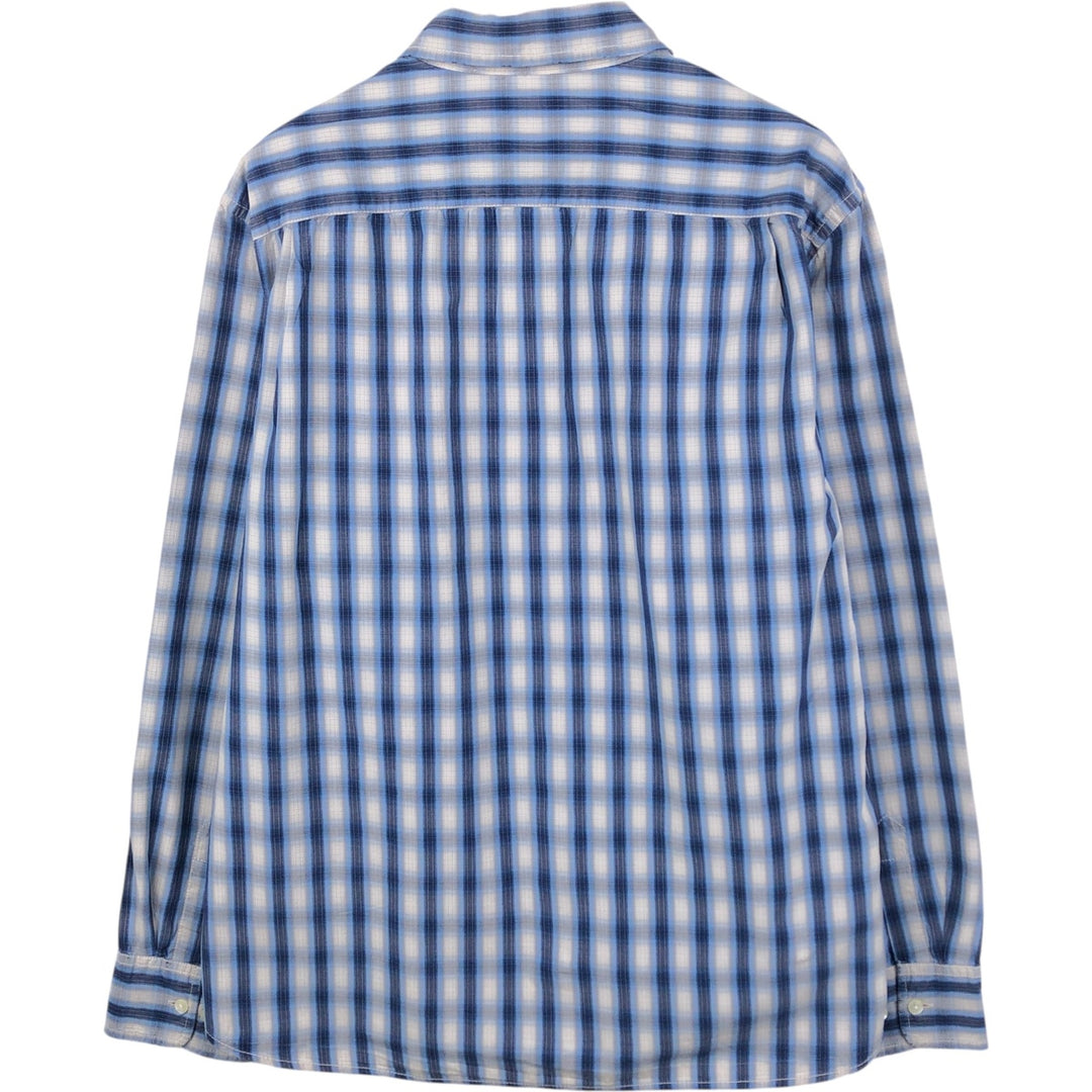 2000'S GAP FITTED Long-Sleeve Cotton Check Shirt, Men's Size L (approx.) cotton blue type Vintage Second Hand