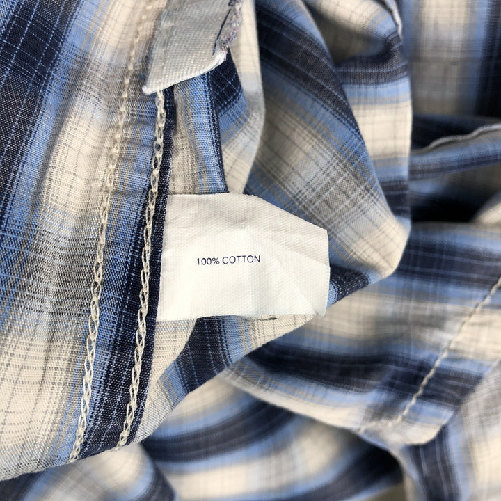 2000'S GAP FITTED Long-Sleeve Cotton Check Shirt, Men's Size L (approx.) cotton blue type Vintage Second Hand