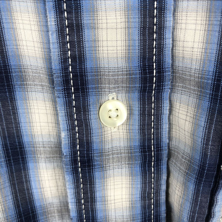 2000'S GAP FITTED Long-Sleeve Cotton Check Shirt, Men's Size L (approx.) cotton blue type Vintage Second Hand