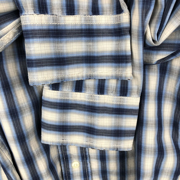 2000'S GAP FITTED Long-Sleeve Cotton Check Shirt, Men's Size L (approx.) cotton blue type Vintage Second Hand