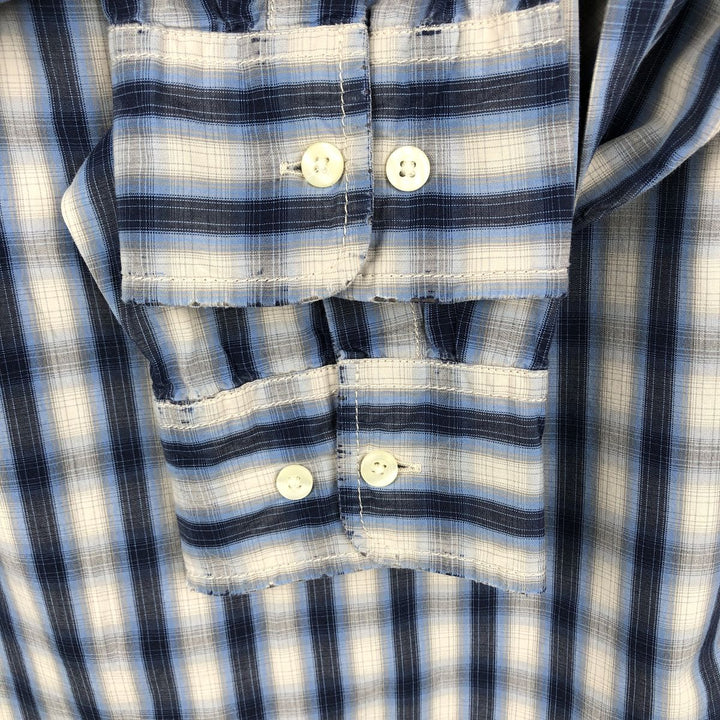 2000'S GAP FITTED Long-Sleeve Cotton Check Shirt, Men's Size L (approx.) cotton blue type Vintage Second Hand