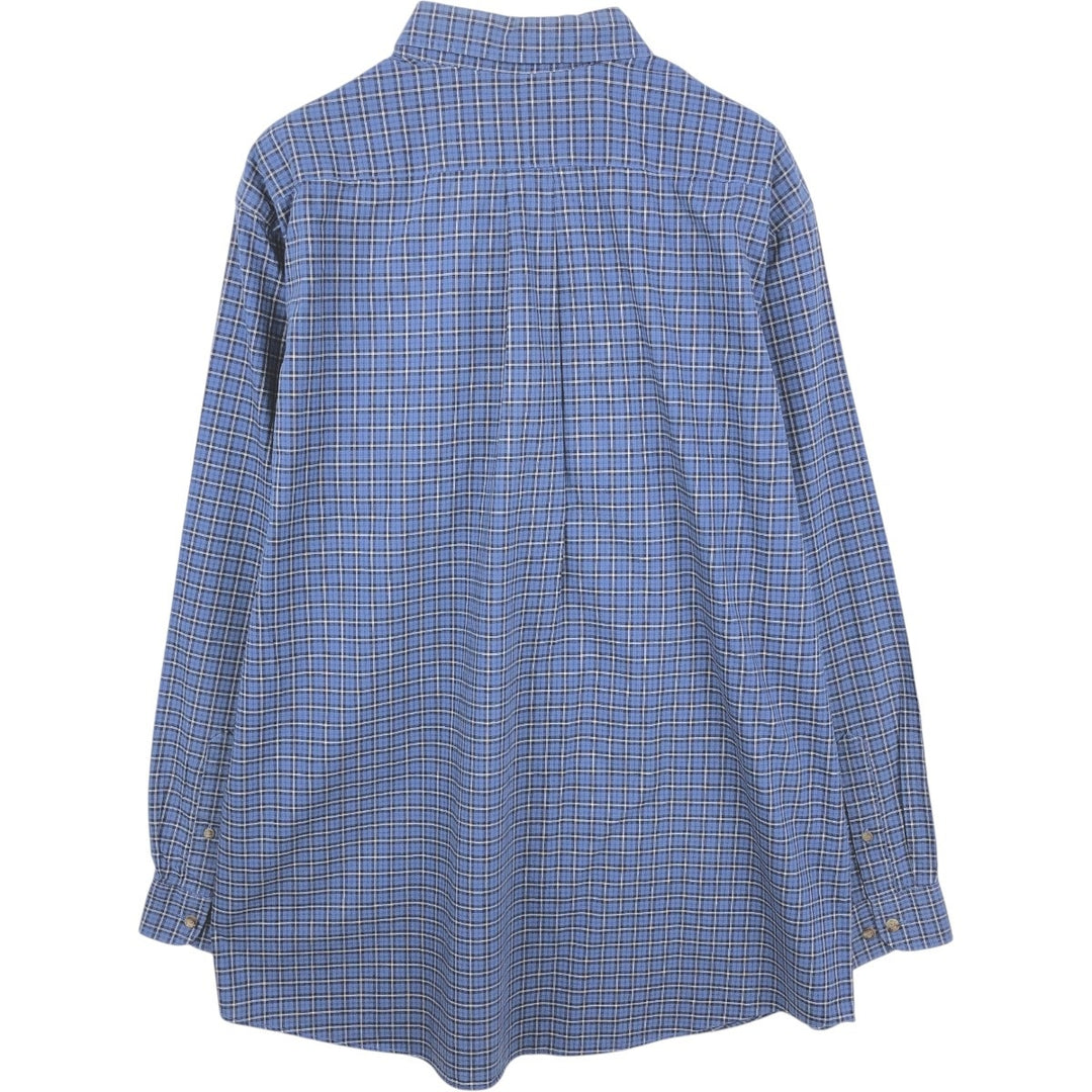 90s-00'S L.L.Bean WRINKLE RESISTANT Long-Sleeve Button-Down Check Shirt, Men's Size XL (Equivalent), Vintage cotton blue type Vintage Second Hand