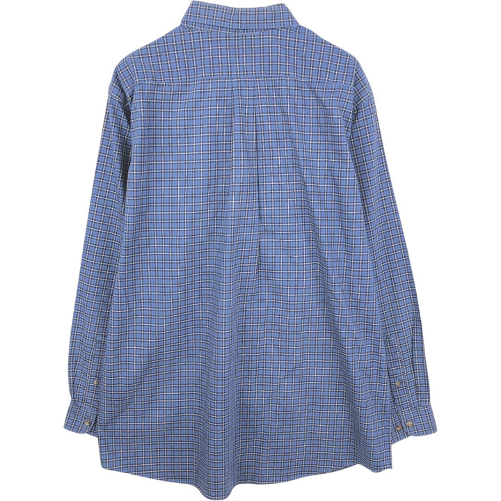 90s-00'S L.L.Bean WRINKLE RESISTANT Long-Sleeve Button-Down Check Shirt, Men's Size XL (Equivalent), Vintage cotton blue type Vintage Second Hand