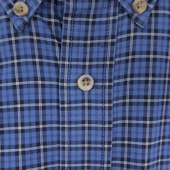 90s-00'S L.L.Bean WRINKLE RESISTANT Long-Sleeve Button-Down Check Shirt, Men's Size XL (Equivalent), Vintage cotton blue type Vintage Second Hand