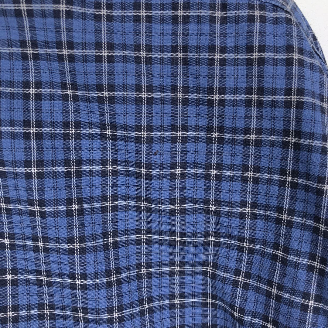 90s-00'S L.L.Bean WRINKLE RESISTANT Long-Sleeve Button-Down Check Shirt, Men's Size XL (Equivalent), Vintage cotton blue type Vintage Second Hand