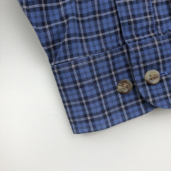 90s-00'S L.L.Bean WRINKLE RESISTANT Long-Sleeve Button-Down Check Shirt, Men's Size XL (Equivalent), Vintage cotton blue type Vintage Second Hand