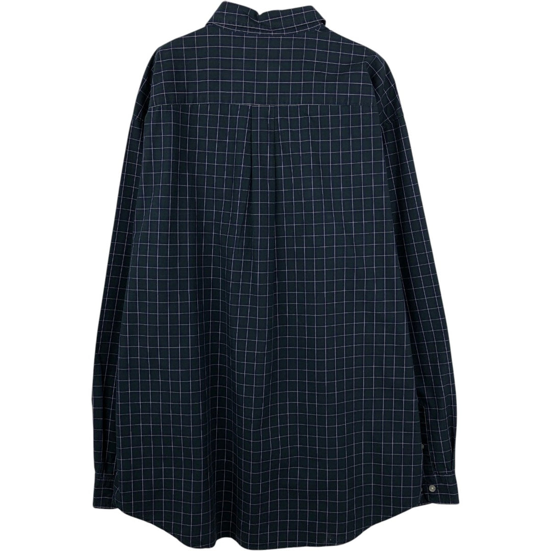 Eddie Bauer Long-Sleeve Button-Down Check Shirt, Men's Size XL (approx.) cotton Green type dark green Vintage Second Hand