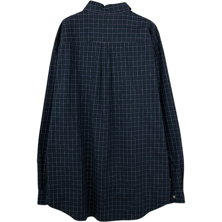 Eddie Bauer Long-Sleeve Button-Down Check Shirt, Men's Size XL (approx.) cotton Green type dark green Vintage Second Hand