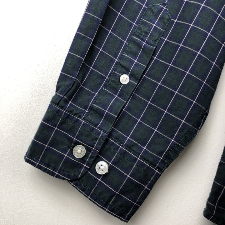 Eddie Bauer Long-Sleeve Button-Down Check Shirt, Men's Size XL (approx.) cotton Green type dark green Vintage Second Hand