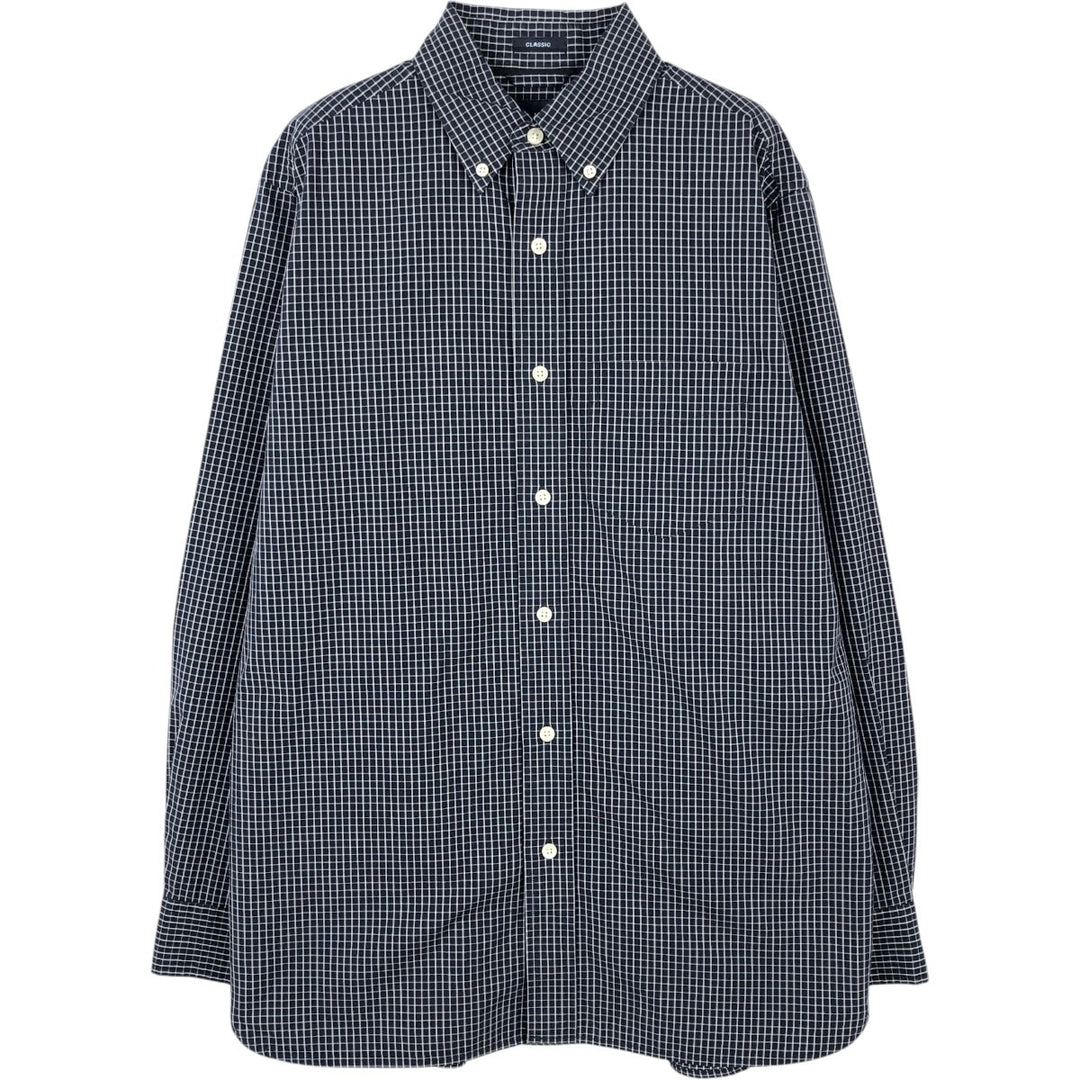 GAP Long-Sleeve Button-Down Check Shirt, Men's Size S (approx.) unclear navy blue type Vintage Second Hand
