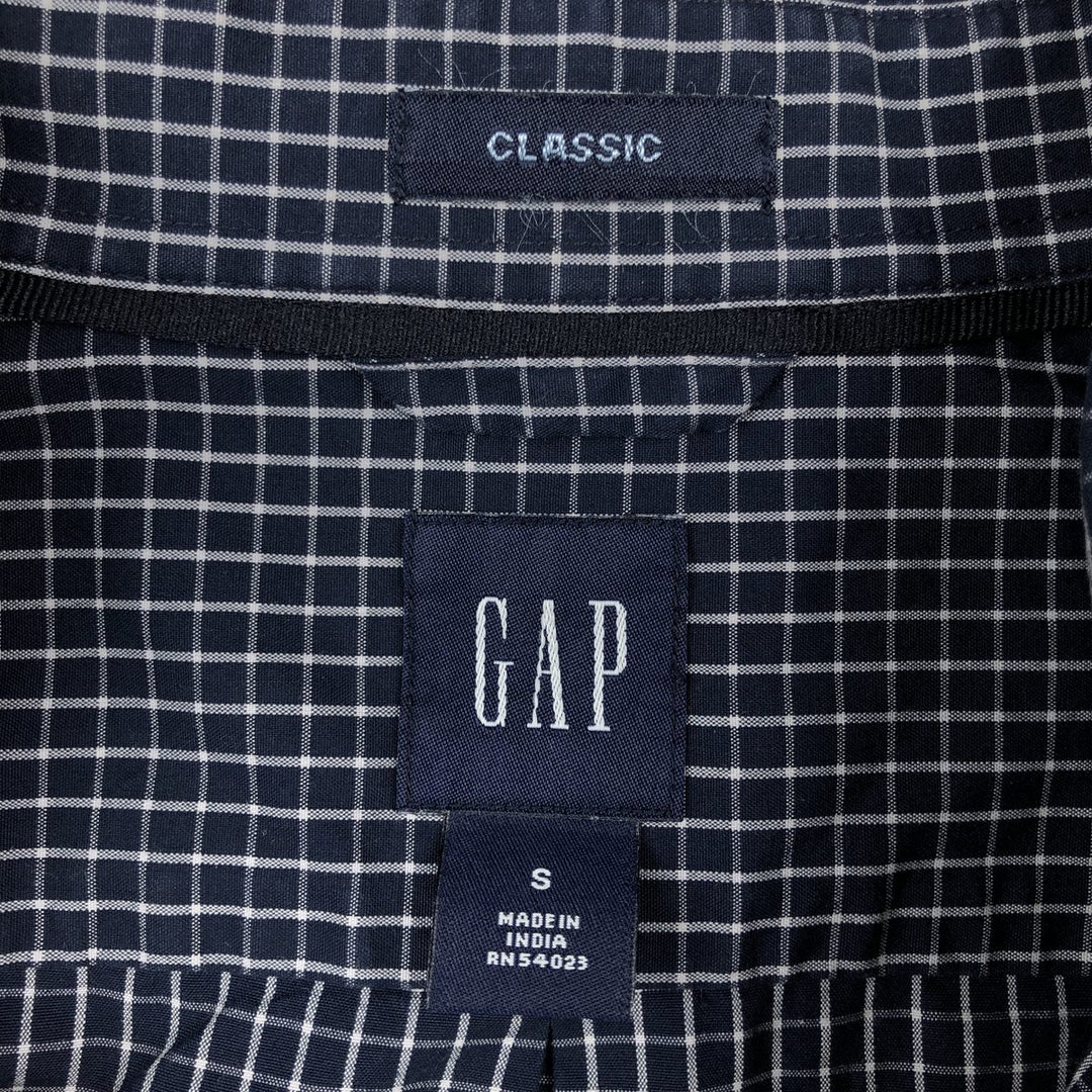GAP Long-Sleeve Button-Down Check Shirt, Men's Size S (approx.) unclear navy blue type Vintage Second Hand