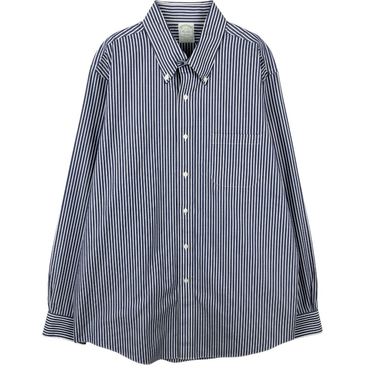 Brooks Brothers Est.1818 MILANO FIT Long Sleeve Button-Down Striped Shirt, Men's Size XL (approx.) Supima Cotton blue type Vintage Second Hand