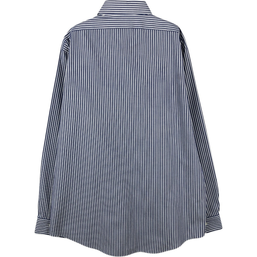 Brooks Brothers Est.1818 MILANO FIT Long Sleeve Button-Down Striped Shirt, Men's Size XL (approx.) Supima Cotton blue type Vintage Second Hand