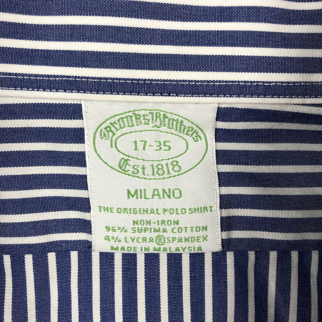 Brooks Brothers Est.1818 MILANO FIT Long Sleeve Button-Down Striped Shirt, Men's Size XL (approx.) Supima Cotton blue type Vintage Second Hand
