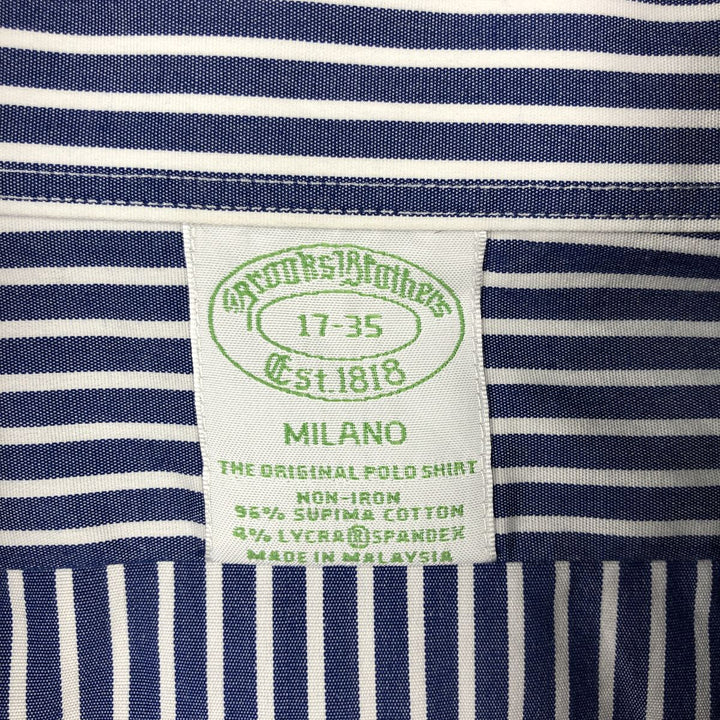 Brooks Brothers Est.1818 MILANO FIT Long Sleeve Button-Down Striped Shirt, Men's Size XL (approx.) Supima Cotton blue type Vintage Second Hand