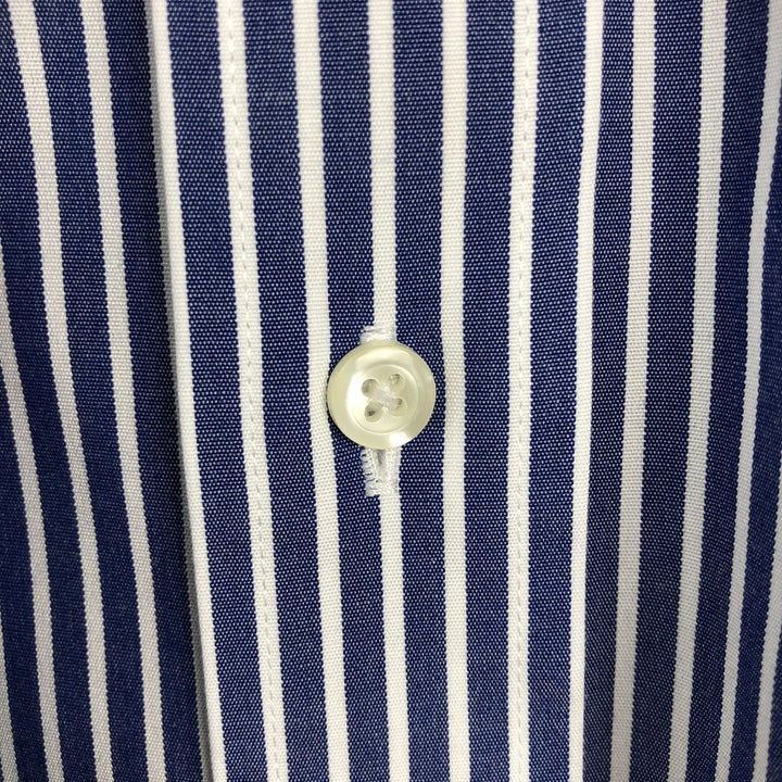 Brooks Brothers Est.1818 MILANO FIT Long Sleeve Button-Down Striped Shirt, Men's Size XL (approx.) Supima Cotton blue type Vintage Second Hand
