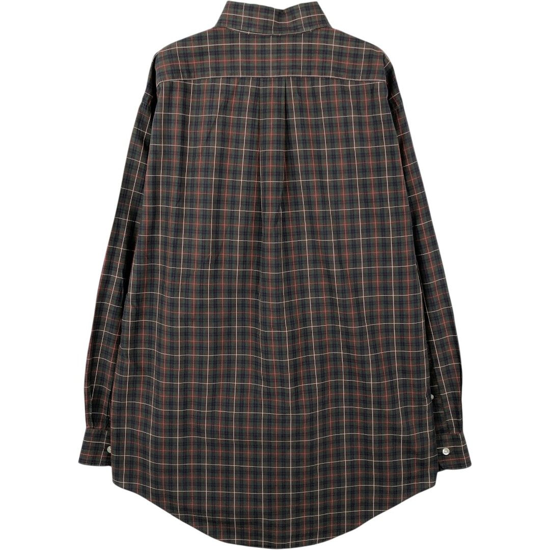 90s-00'S LANDS'END Long-Sleeve Button-Down Check Shirt, Men's Size L (Equivalent), Vintage cotton brown type Vintage Second Hand