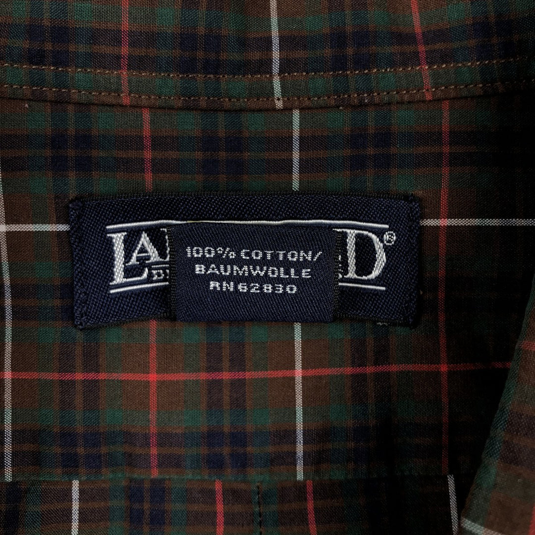 90s-00'S LANDS'END Long-Sleeve Button-Down Check Shirt, Men's Size L (Equivalent), Vintage cotton brown type Vintage Second Hand