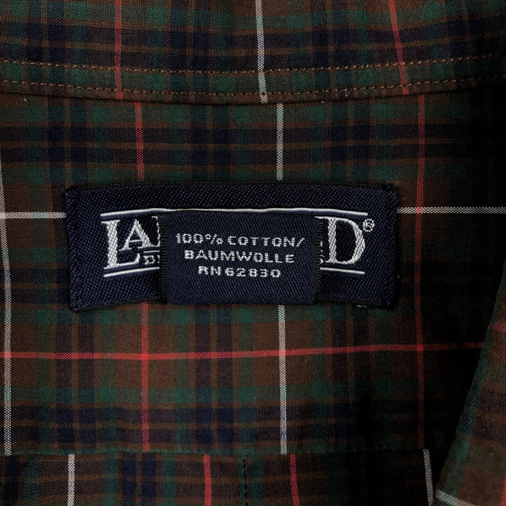 90s-00'S LANDS'END Long-Sleeve Button-Down Check Shirt, Men's Size L (Equivalent), Vintage cotton brown type Vintage Second Hand