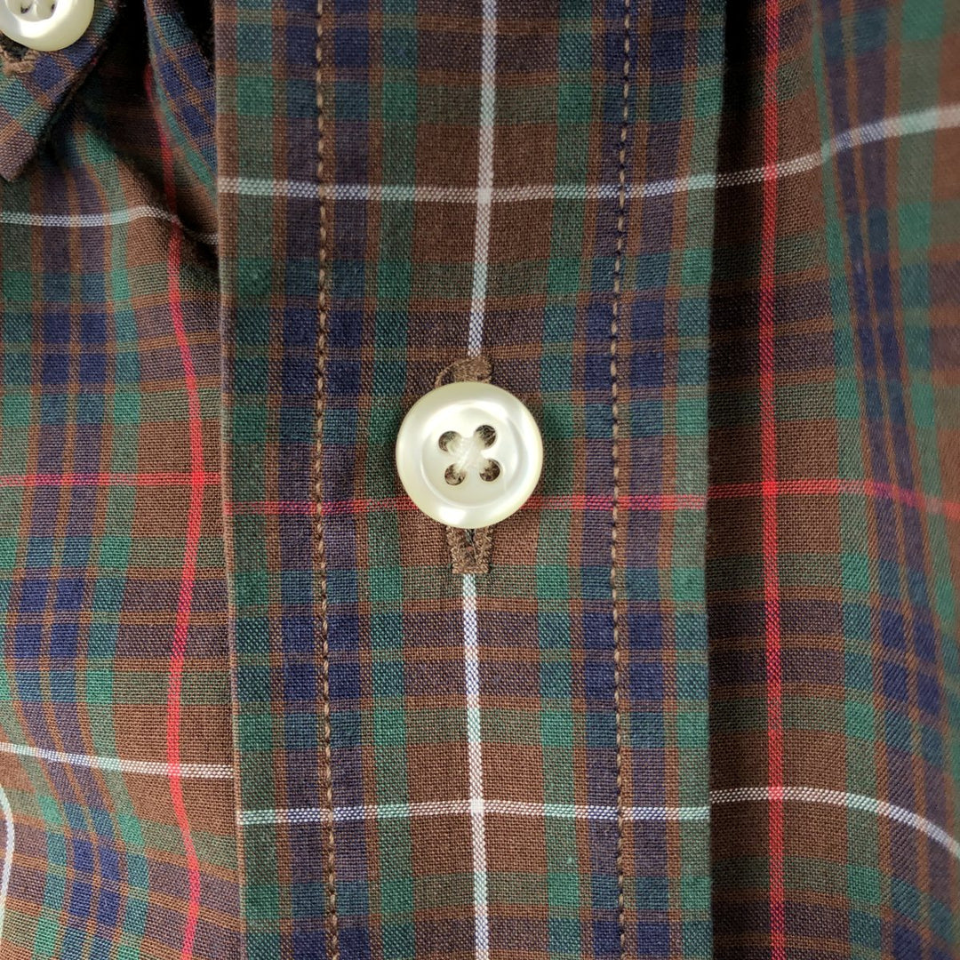 90s-00'S LANDS'END Long-Sleeve Button-Down Check Shirt, Men's Size L (Equivalent), Vintage cotton brown type Vintage Second Hand