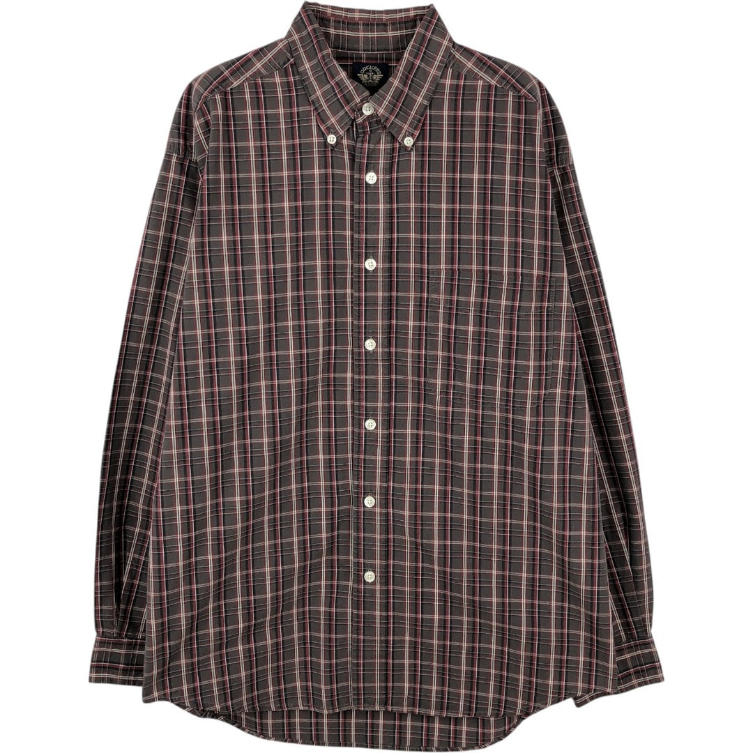 Dockers/Levi's Long-Sleeve Button-Down Check Shirt, Men's Size M (Equivalent), Vintage cotton brown type Vintage Second Hand