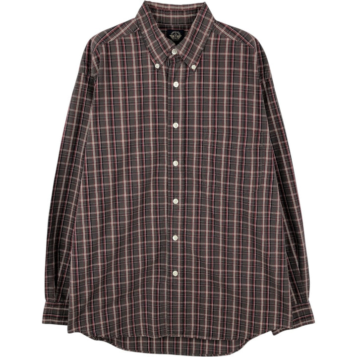 Dockers/Levi's Long-Sleeve Button-Down Check Shirt, Men's Size M (Equivalent), Vintage cotton brown type Vintage Second Hand