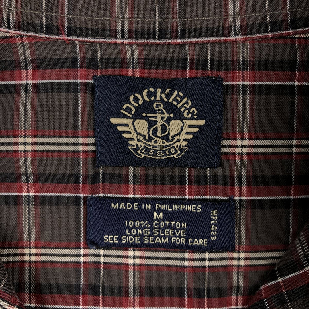Dockers/Levi's Long-Sleeve Button-Down Check Shirt, Men's Size M (Equivalent), Vintage cotton brown type Vintage Second Hand