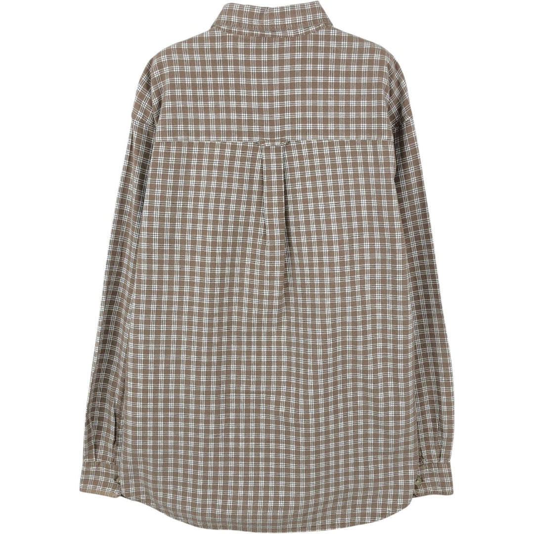 2000'S Columbia Check Pattern Long-Sleeve Button-Down Check Shirt, Men's Size M (approx.) cotton brown type Vintage Second Hand