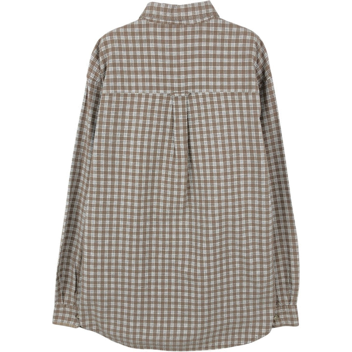 2000'S Columbia Check Pattern Long-Sleeve Button-Down Check Shirt, Men's Size M (approx.) cotton brown type Vintage Second Hand