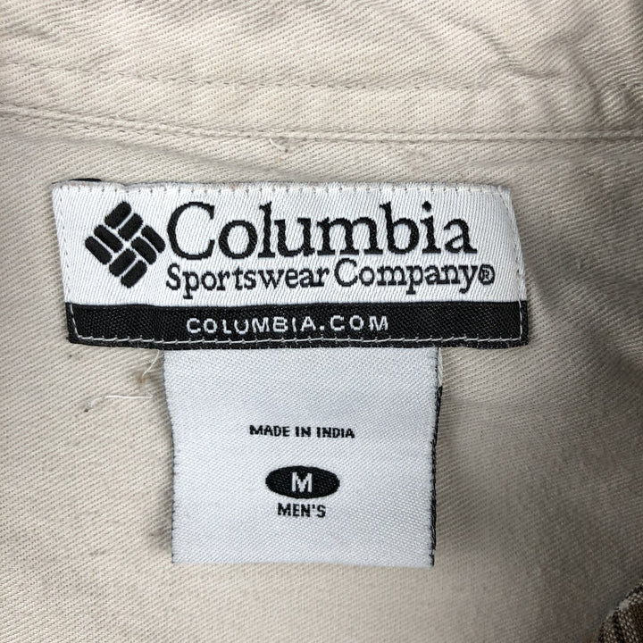 2000'S Columbia Check Pattern Long-Sleeve Button-Down Check Shirt, Men's Size M (approx.) cotton brown type Vintage Second Hand