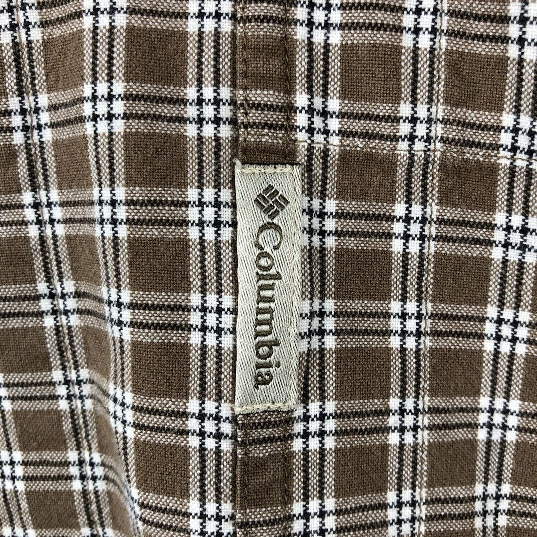 2000'S Columbia Check Pattern Long-Sleeve Button-Down Check Shirt, Men's Size M (approx.) cotton brown type Vintage Second Hand